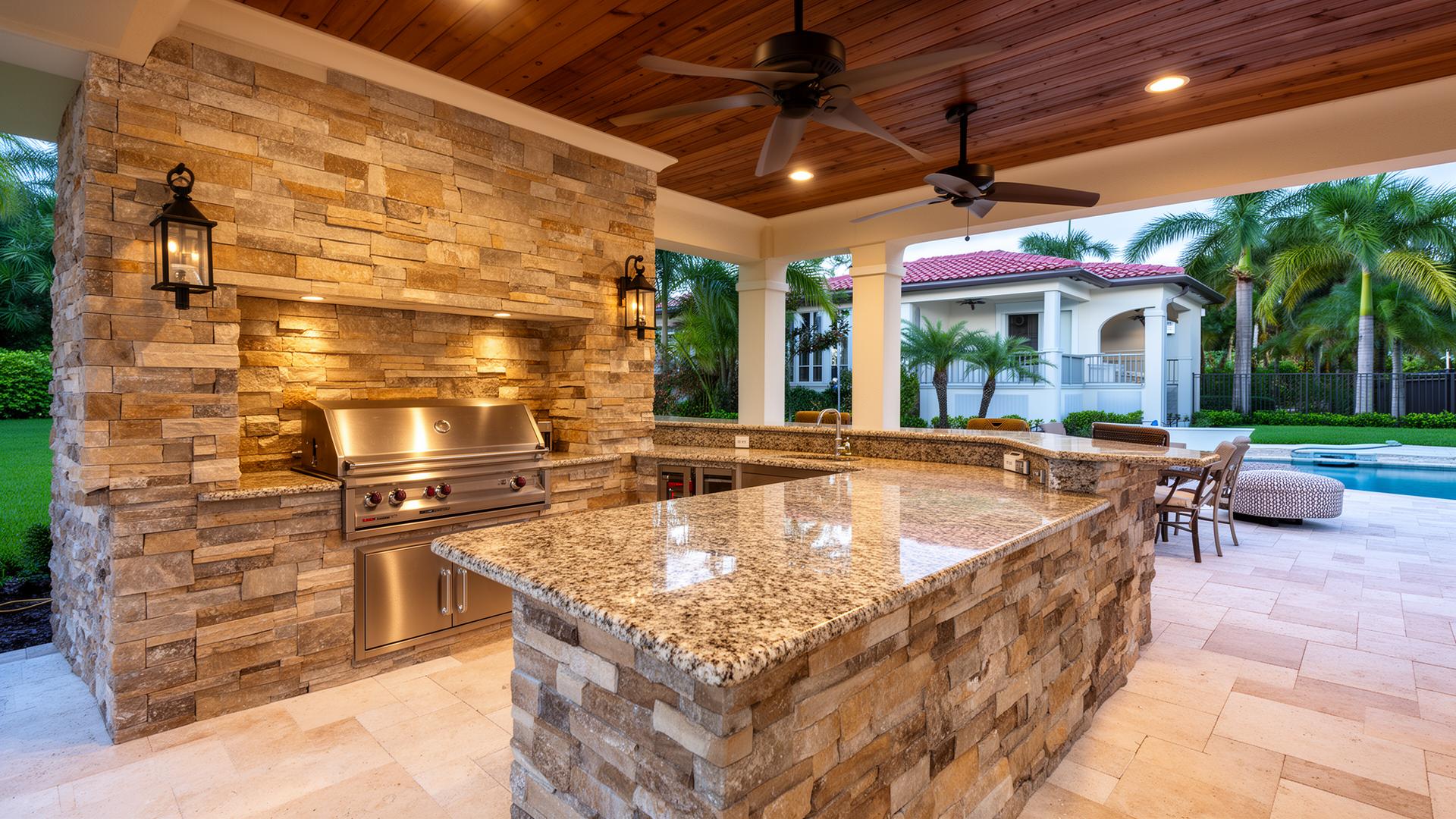 Outdoor summer kitchen countertop