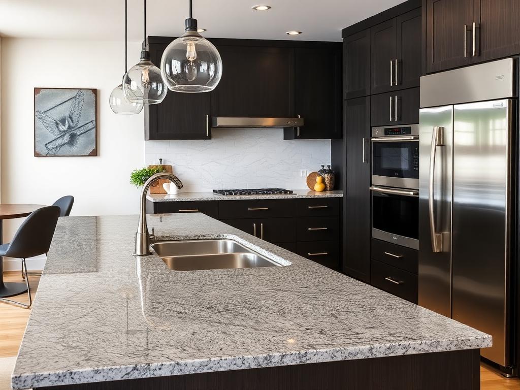 Steel grey granite kitchen
