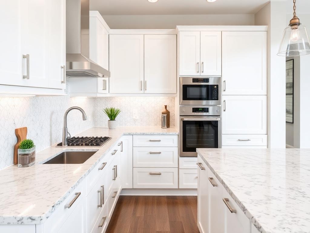 White ice granite kitchen